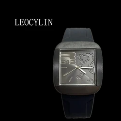 LEOCYLIN Fashion quartz watch square Chinese dragon for men Wristwatch brand Simplicity silica Relogio Masculino clock