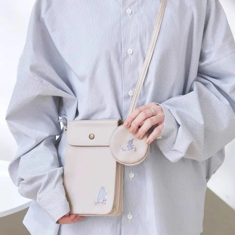 

New Cute Cartoon Coin Purse Muming Hippopotamus Elf Vertical Phone Bag Cross Shoulder Bag Zero Wallet 2-piece Set Girl Gift Toys