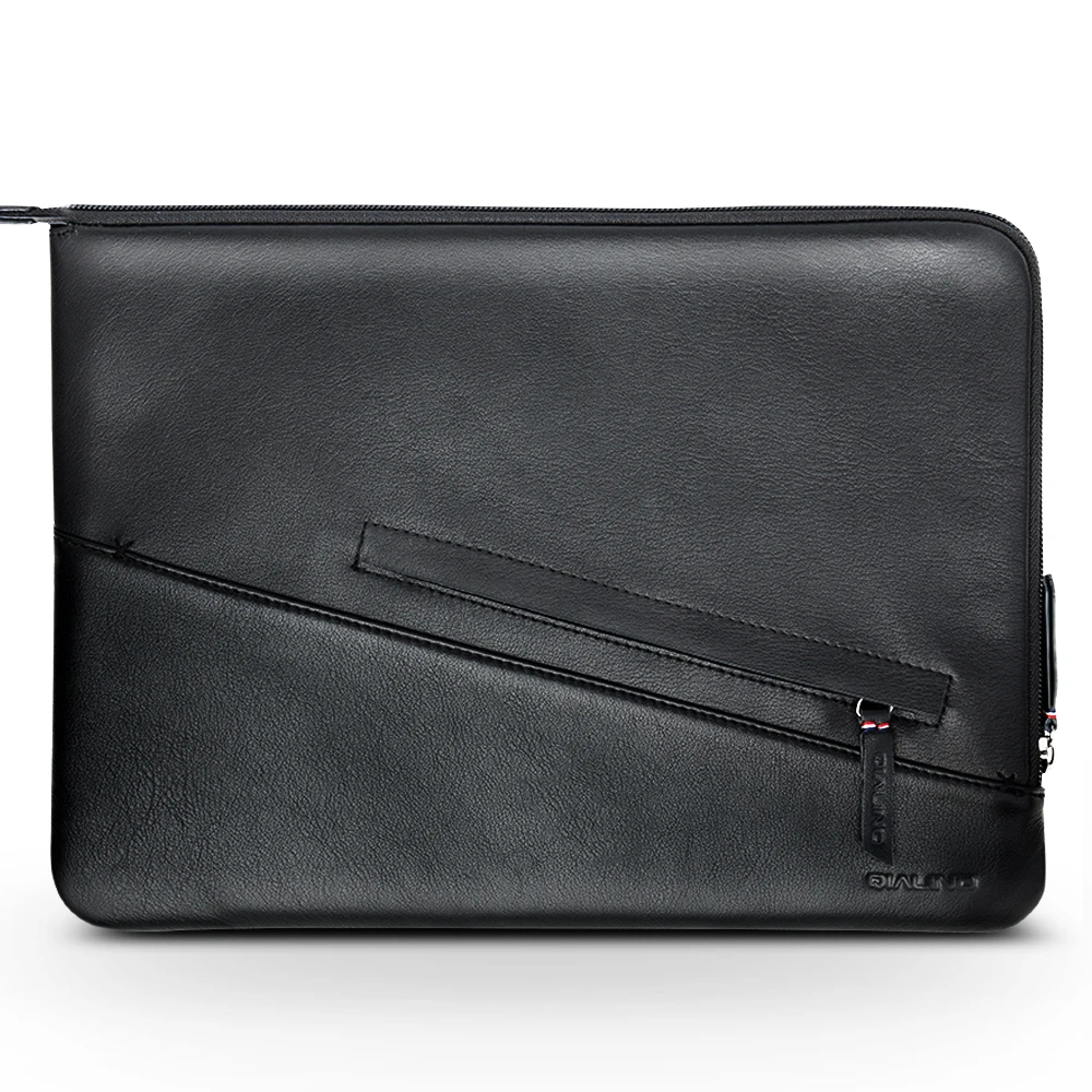 QIALINO Shockproof Case for 13 Inch Laptop Sleeve Bag Ultra Thin Wear Resistant Genuine Cow Leather Pouch