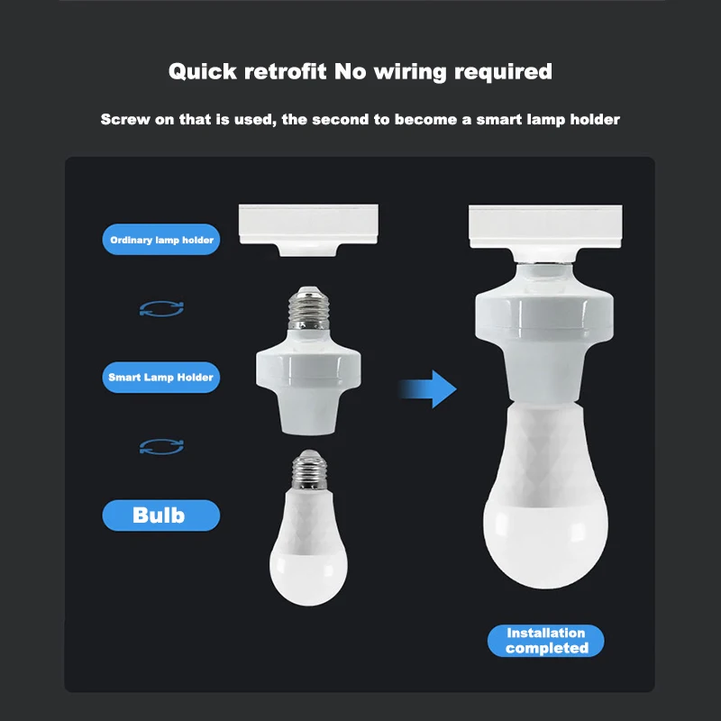 E27 WiFi Smart Socket Adapter for LED Bulbs, Works with Alexa & Google Home, eWeLink App Remote Control & Timer, Plug & Play Sma