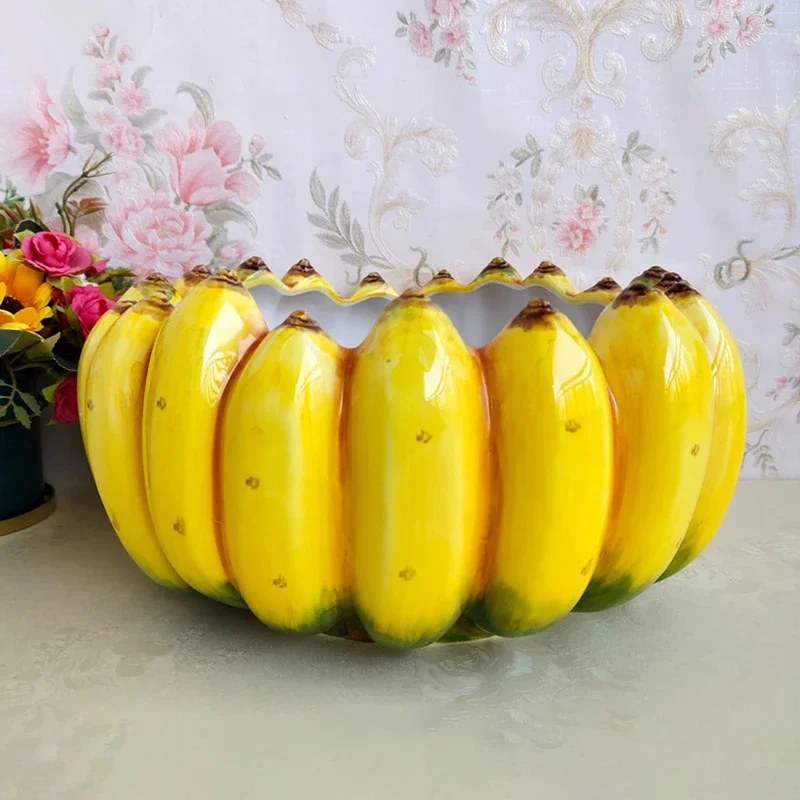 Nordic Banana Bowl Ceramic Figurines for Living Room Luxury Storage Box Creative Art Miniatures Funny Gifts Home Decoration