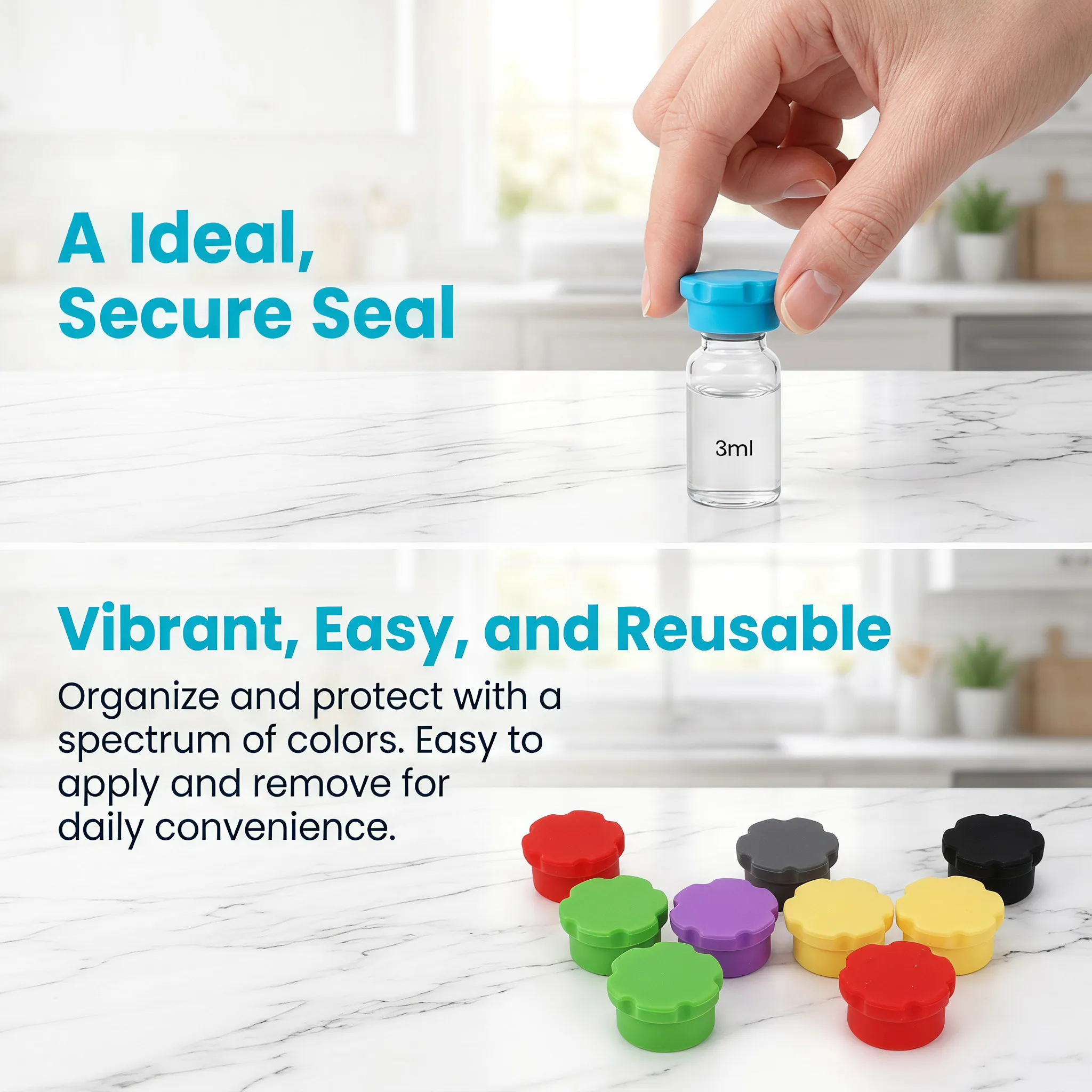16Pcs Insulin Vial Caps Reusable Leak Proof Silicone Protective Covers Dust Proof Replacement 3Ml Glass Vial Sealing Lids