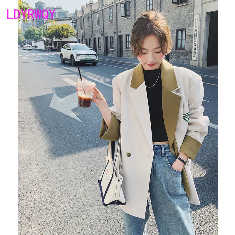 Contrast color suit jacket for women\'s 2023 spring and autumn new Korean style suit