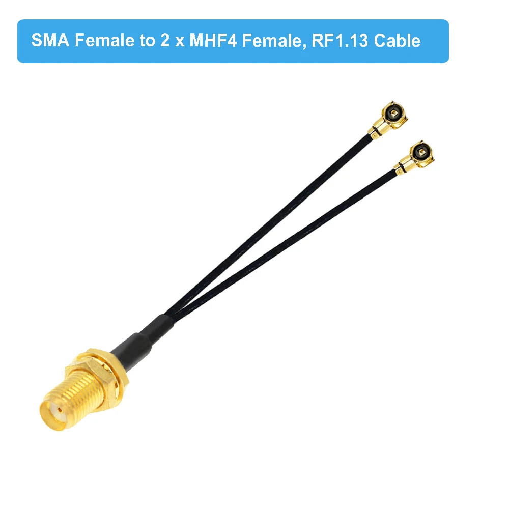 1 SZTUK Wtyczka męska SMA do podwójnego 4 4 żeńskiego rozgałęźnika U.fl Kabel typu Y RF1.13 Pigtail RF Coax Extension Jumper 15CM 6\