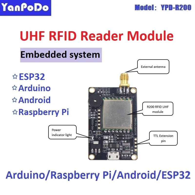 Yanpodo TTL USB UART Interface UHF RFID Reader Module Raspberry Pi RFID Reader Writer Free SDK Source And Demo Software