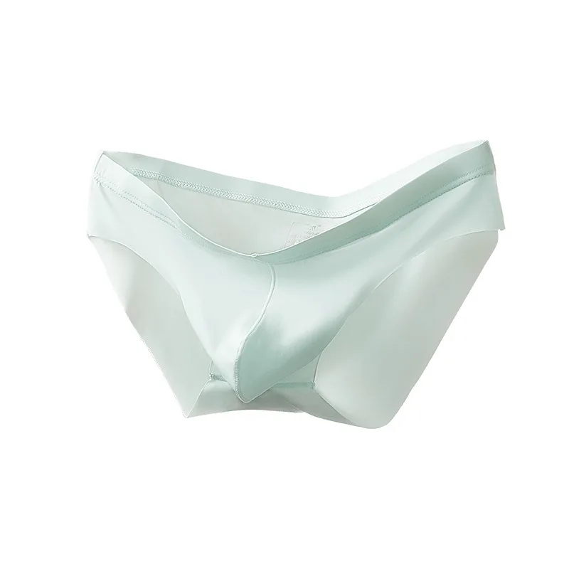 Mężczyźni Summer Ice Silk Underwear Briefs Mens Breathable Seamless Underwear Male Thin Solid Color Sexy U Pouch Panties Cuecas L-4XL — zdjęcie 2