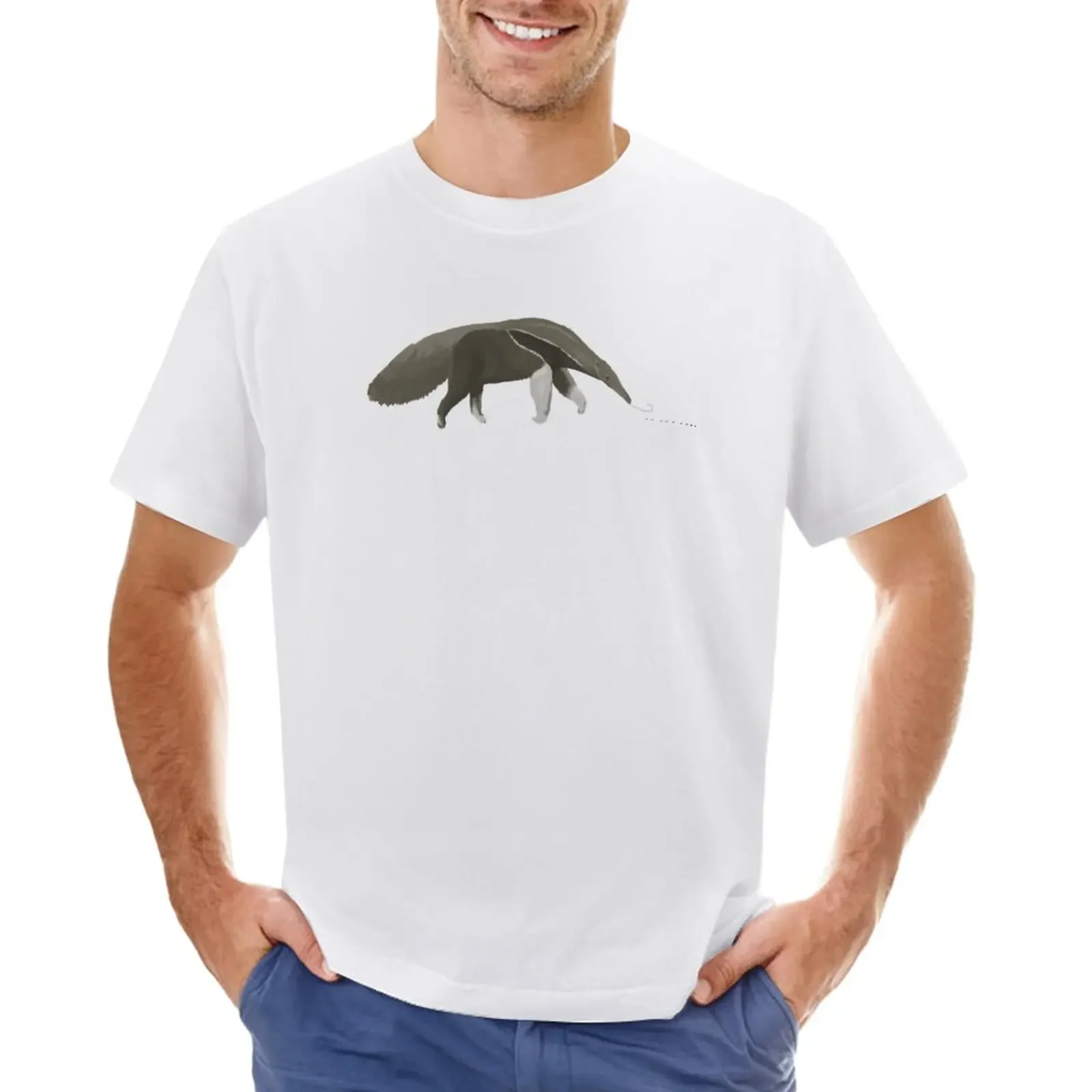 

Giant Anteater Eating Ants Painted Illustration - Weird but Cute :) T-Shirt graphics heavyweights plain black t shirts men