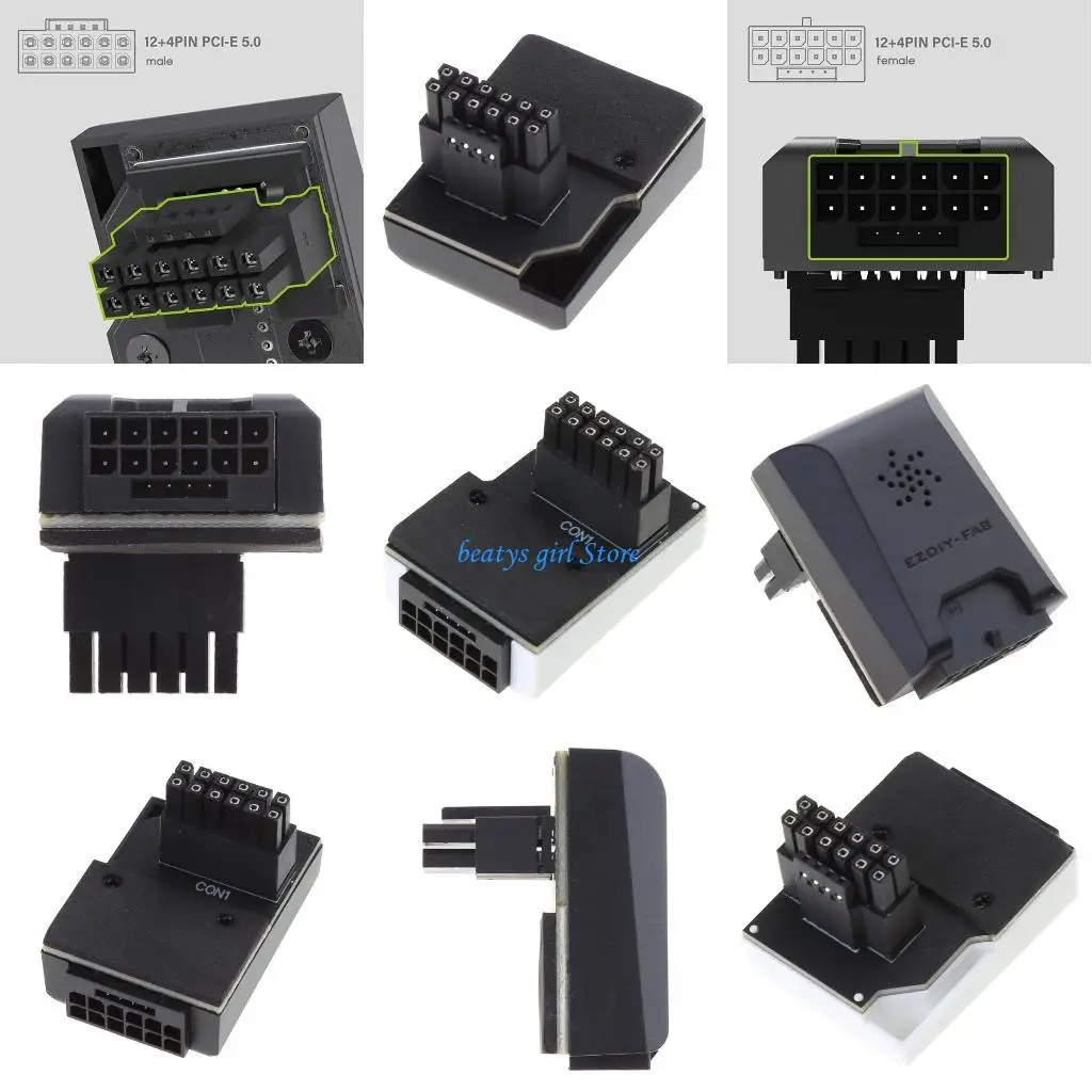 

C7AB 12+4 16Pin 90° Angled Power Connector Power Adapter for PCIe5.0 Graphics Card