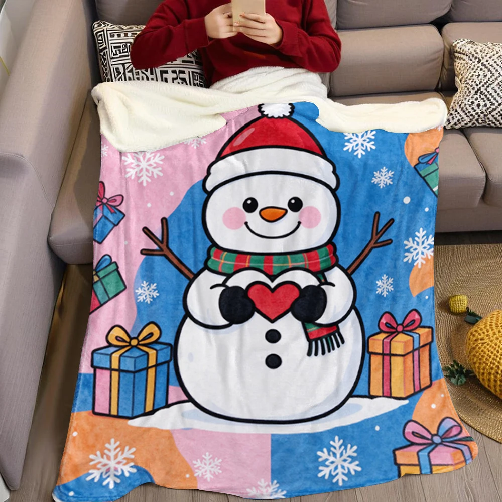 Xmas Bear Bell Flannel Blanket Perfect for Sofa Office Bed Travel Sleep Read Relax Camping Four Season Use