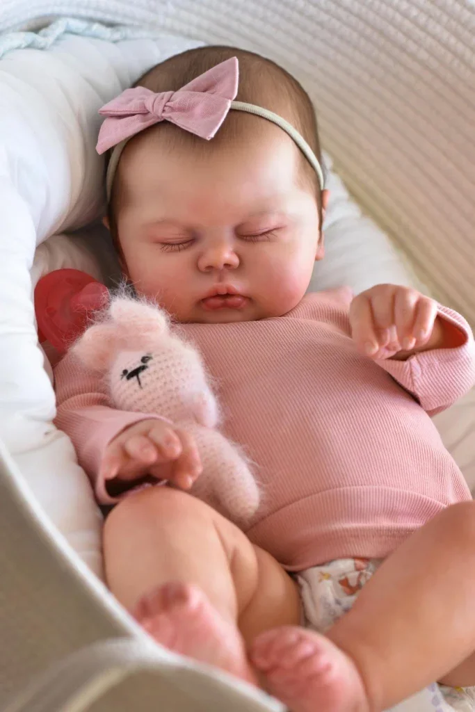 19inch Pickle Soft Cotton Body Lifelike Sleeping Reborn Doll Multiple Layers Painting 3D Skin Visible Veins Hand Painted Hair
