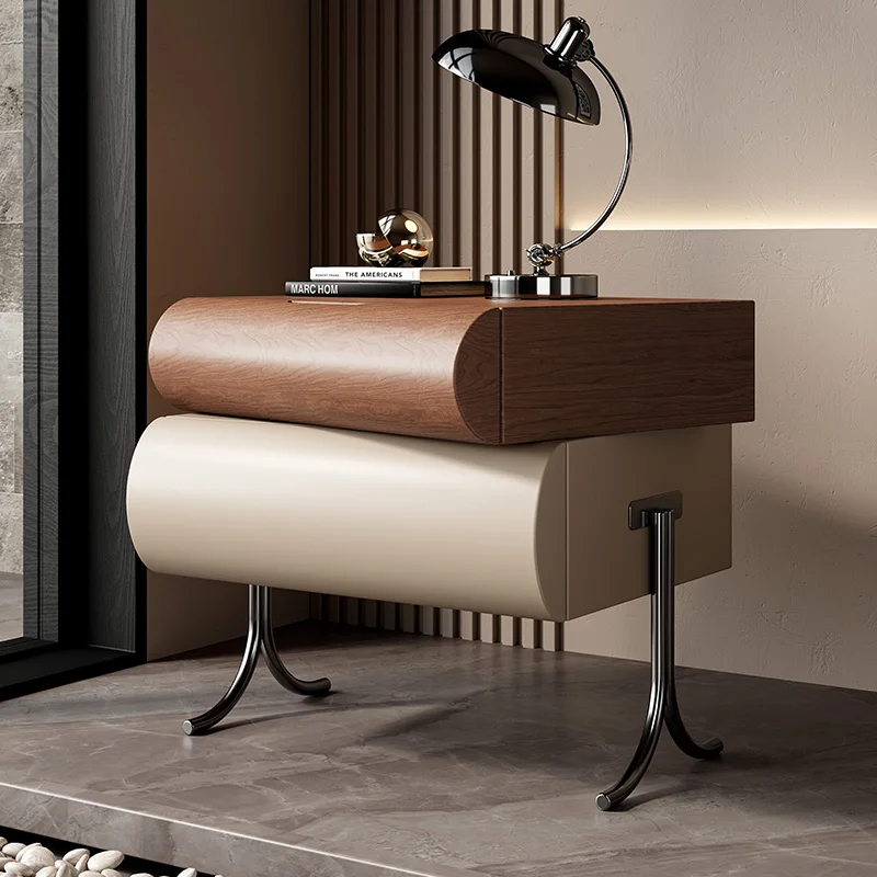 

Luxury Metal Unique Nightstands Wooden Walnut Minimalist Nightstands Modern Industrial Organizer Nachttische Nachttische