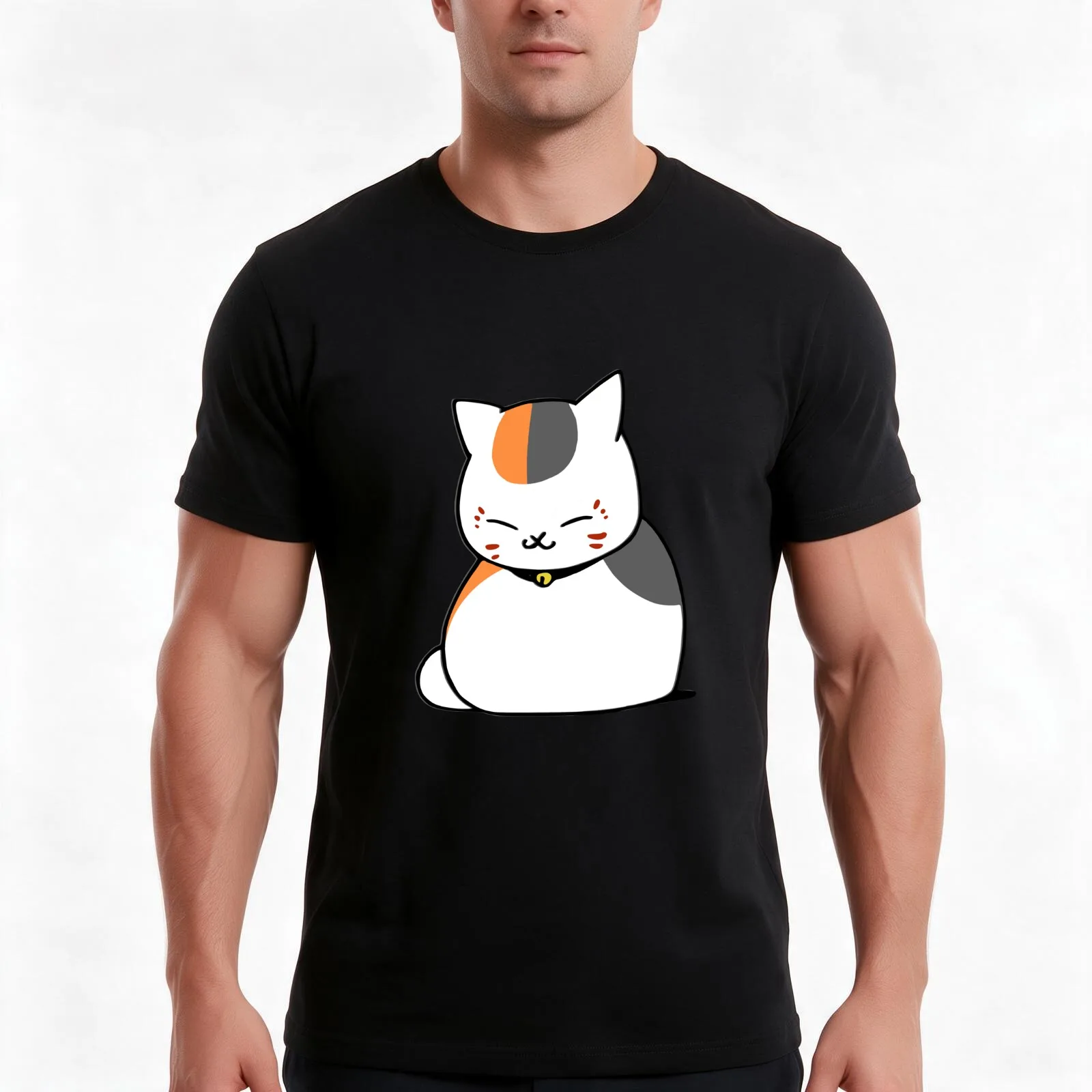 Sleepy Manjuu (aka Nyanko Sensei) T-Shirt, Summer Casual Cotton Tee, Oversized Streetwear Tops, Vintage Graphic Print
