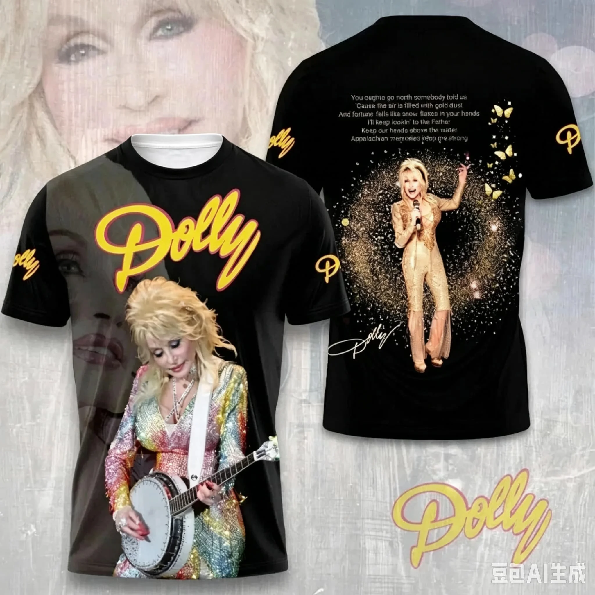 Dolly Parton T‑Shirt Unisex Double‑Sided Portrait Print Short‑Sleeve Top Country‑Music Fan Casual Streetwear Tee Family Matching