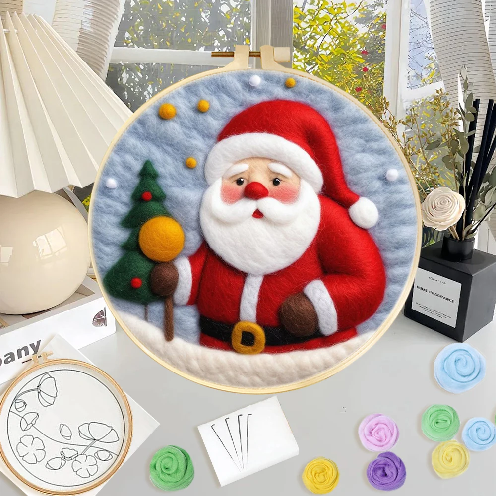 

Diy Embroidery Needle Wool Felt Painting With Wool Kit Creative Santa Claus Felt Needle Kit Beginner Kit Felt Craft For Adults