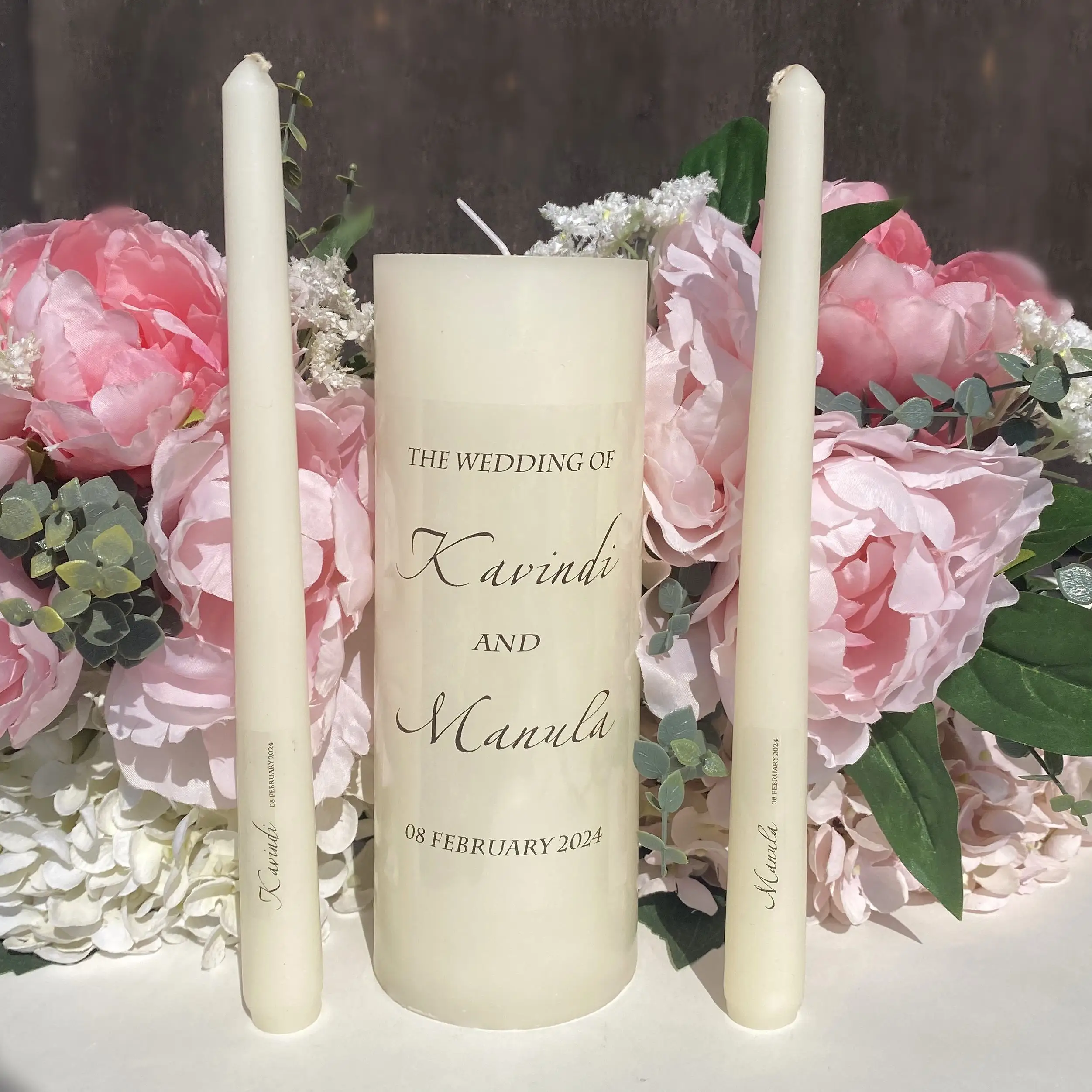 결혼식용 맞춤형 이름 스티커, 유니티 촛불, 첫 성찬식 세례 기둥 촛불