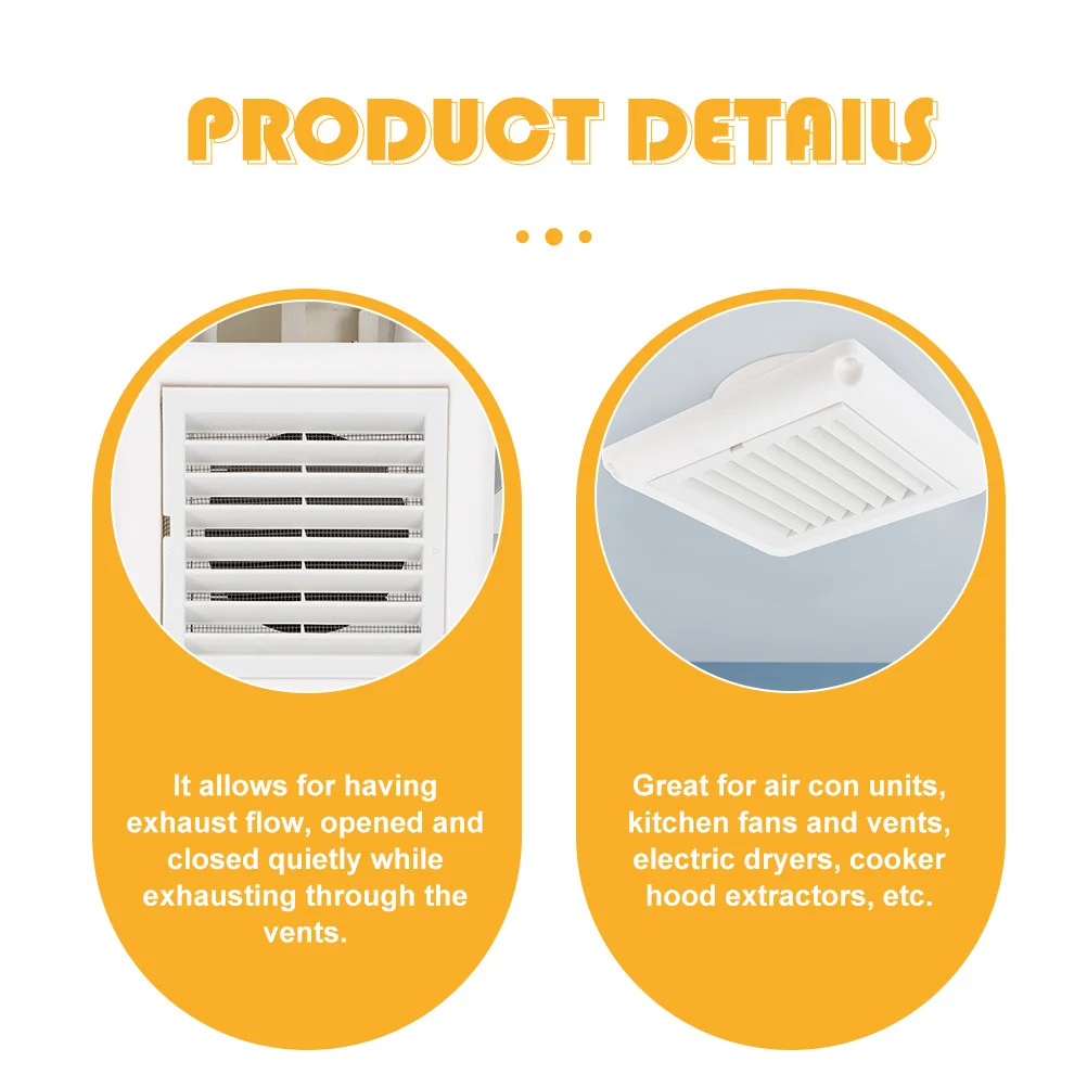 Copertura per zanzariera da 2 pezzi per presa d'aria a parete esterna, copertura di sfiato con feritoia in plastica resistente, presa d'aria per cappa di scarico resistente alle intemperie