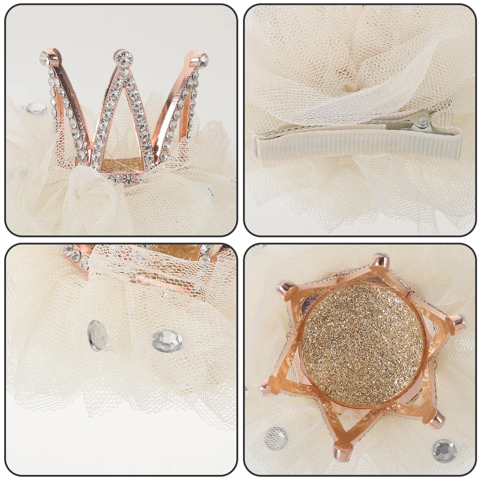 1 قطعة مشبك شعر على شكل تاج من حجر الراين إكسسوارات رائعة للفتيات باللون البيج المتين بتصميم رائع من حجر الراين #4