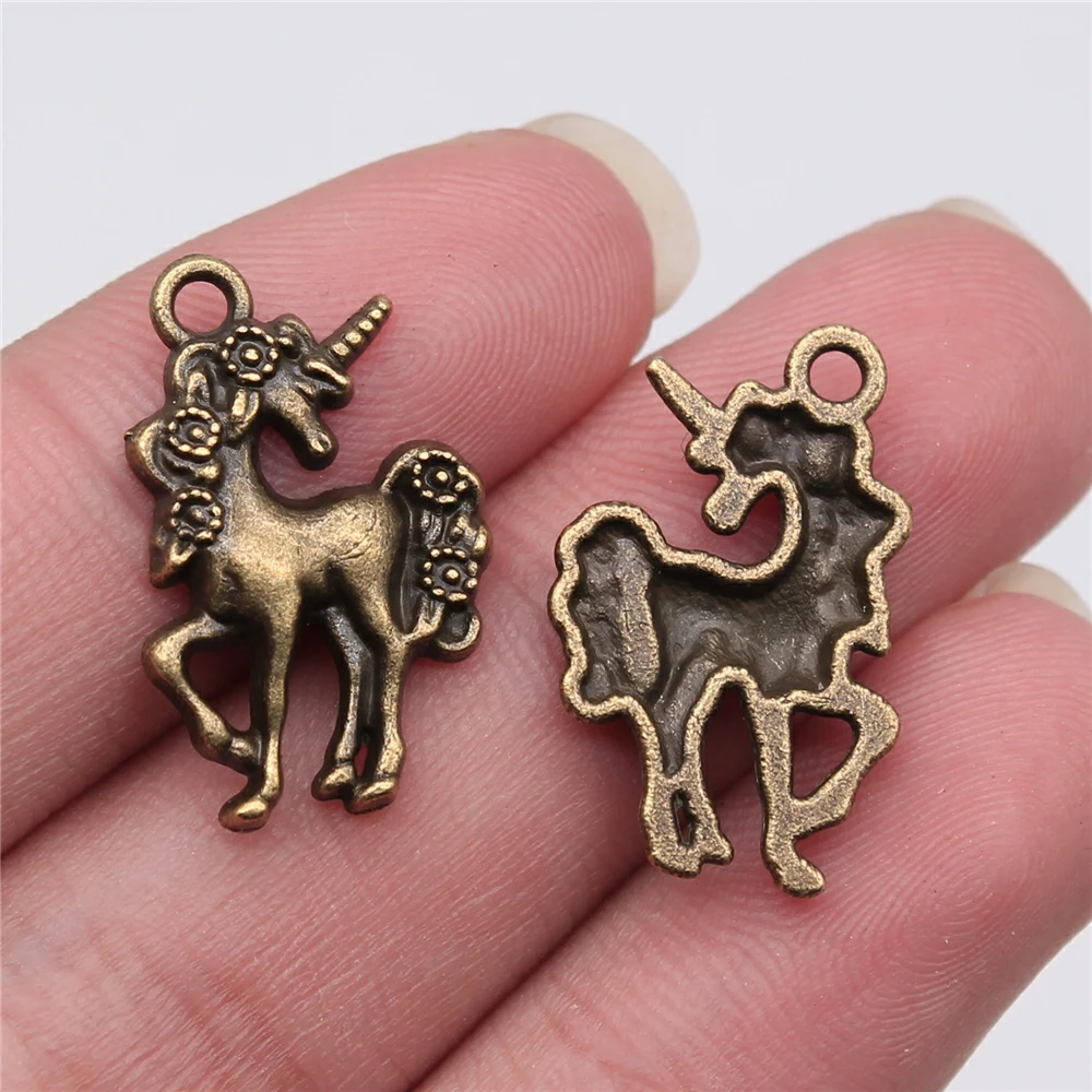 WYSIWYG 10pcs 23x15mm Charms Horse Unicorn 2 Colors Plated Pendants Making DIY Handmade Finding Jewelry