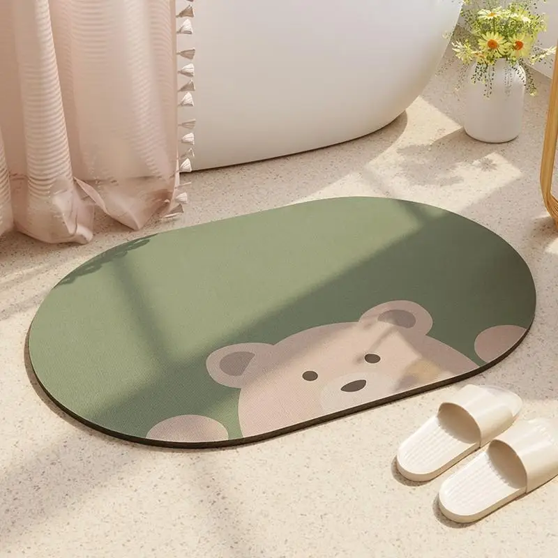 حصيرة شفط الطين المشطورة الناعمة، سجادة باب الحمام الكرتونية اللطيفة #1