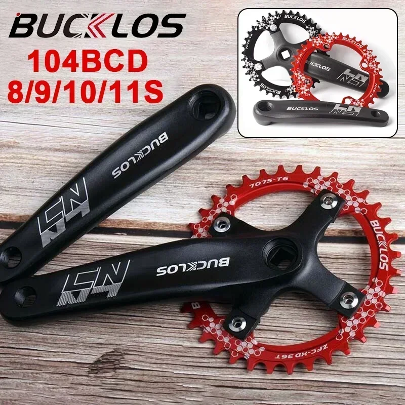 BUCKLOS Mountain Bike Crankset 8/9/10/11S Bicycle Crank Set 104BCD MTB Chainring Aluminum Alloy Bicycle Crankset Cycling Parts