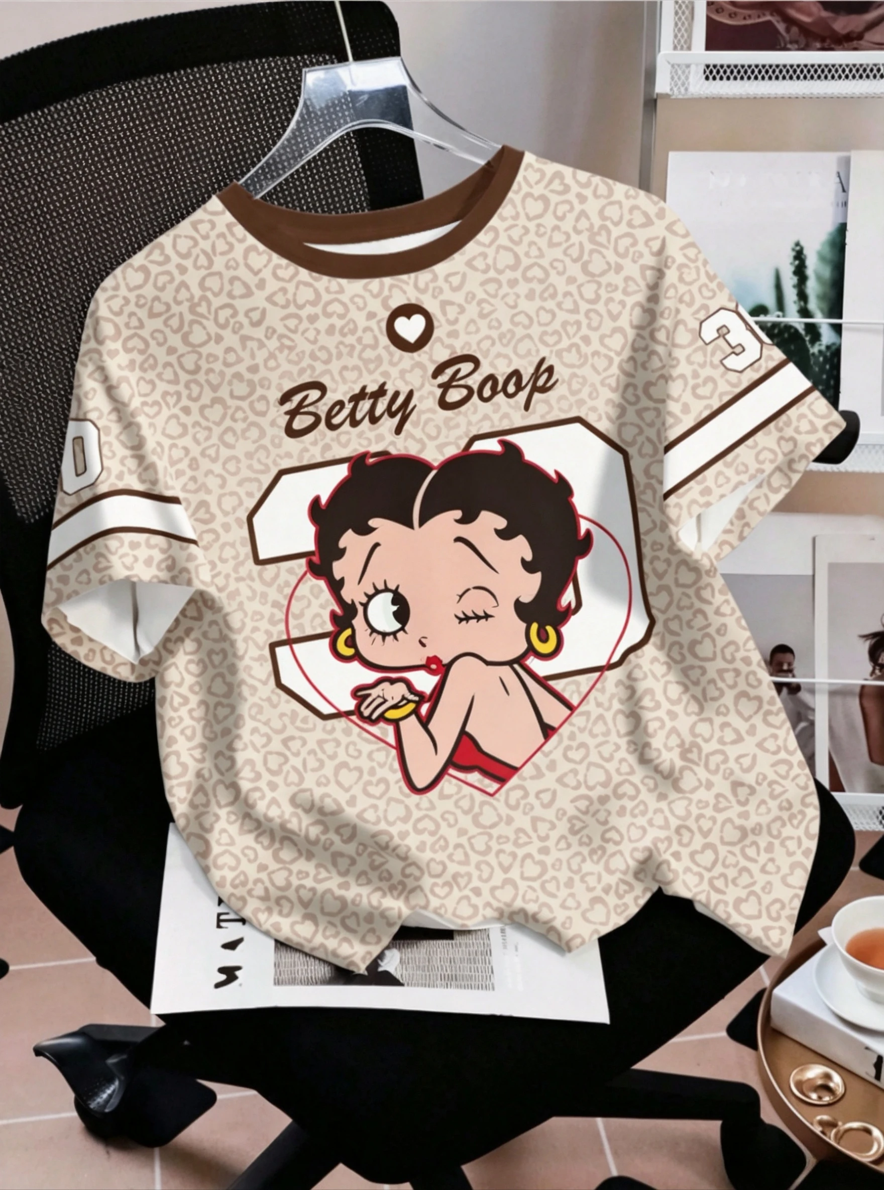 Betty Boop Cartoon 3D Print Short Sleeve T Shirts For Men Women Family Matching Parent Kids Summer Casual Sport Daily Graphic view 4