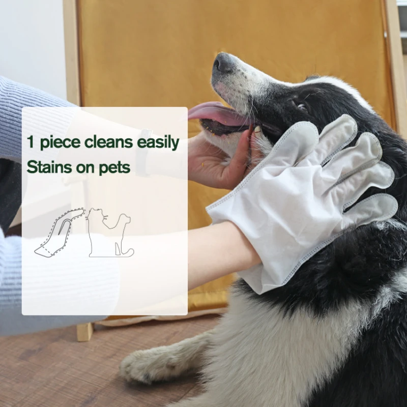 Pet Grooming Glove Pet Bathing Wipes Dog Body Wipes No Rinse Washing Gloves for Cat Cleaning Fur Ear Eye & Paws Deodorizing