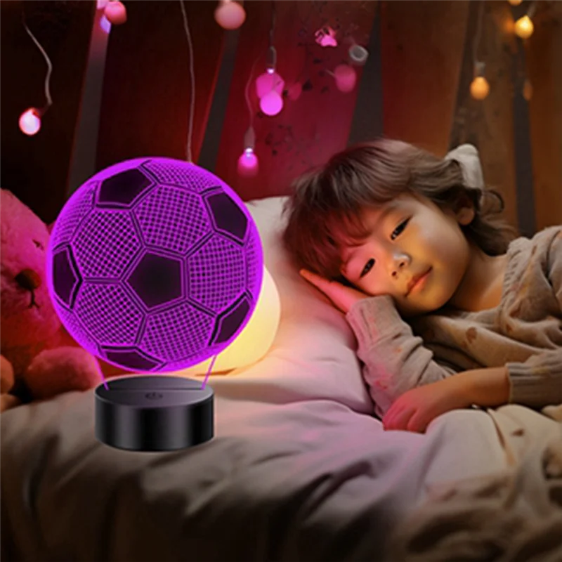مصباح كرة القدم AAAF للأطفال، ضوء ليلي ثلاثي الأبعاد، 16 لونًا، جهاز تحكم عن بعد، هدية مثالية للأولاد،