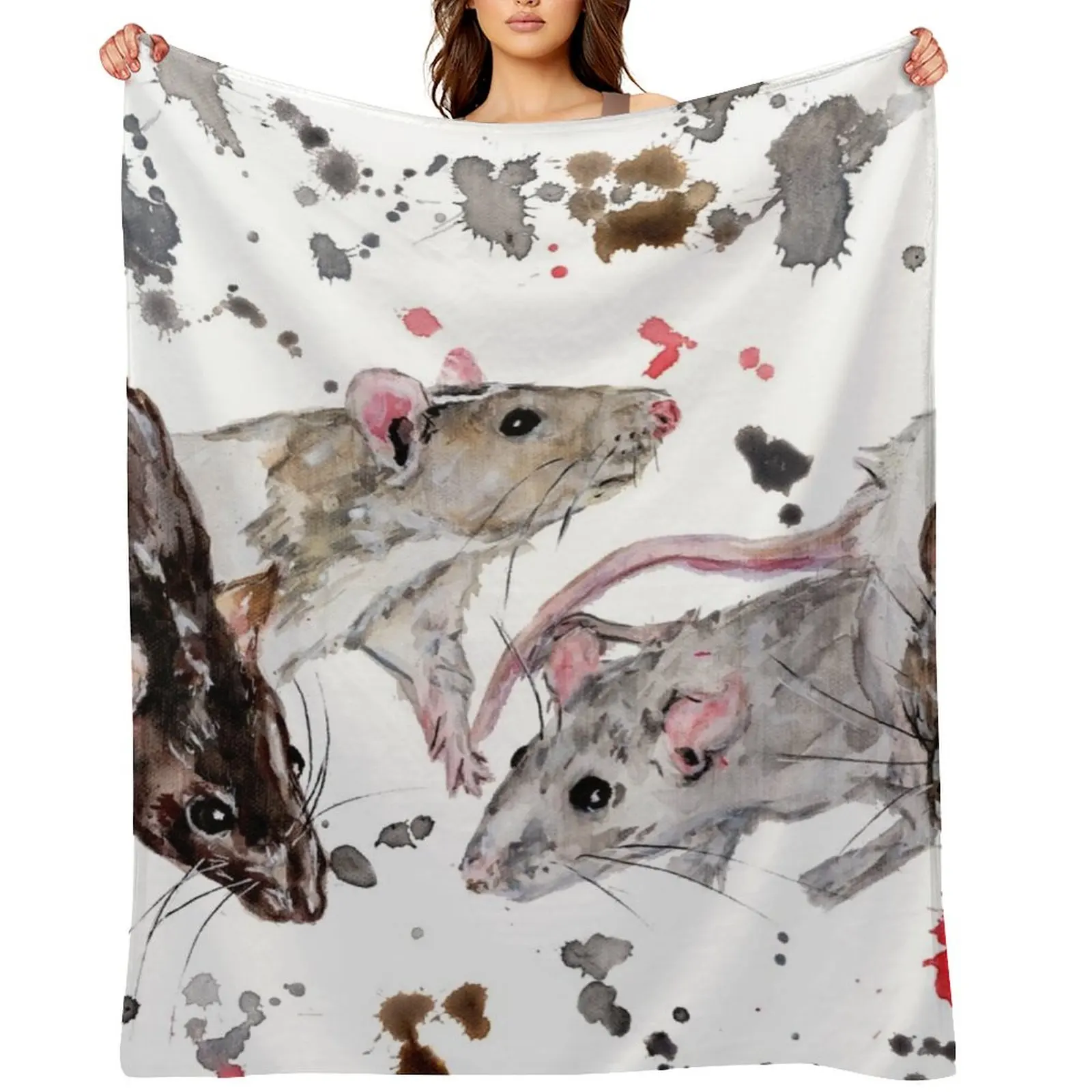 

Watercolour Rats Throw Blanket christmas decoration Large sofa bed wednesday Blankets