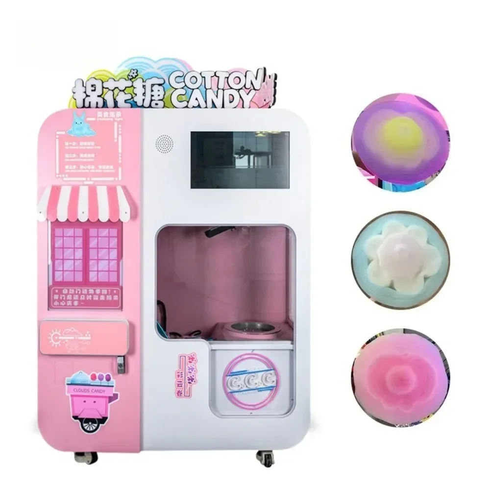 2025 Commercial Grade Cotton Candy Vending Machine Sugar Floss Maker Automatic Stainless Steel Outdoor Event Ready