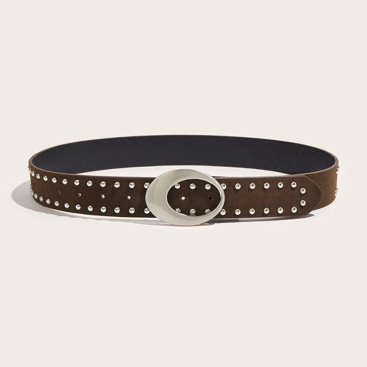 

Women's Silver Buckle Rivet Suede PU Leather Punk Corset Female Cummerbund Coat Waistband Dress Decration Wide Belt J1356