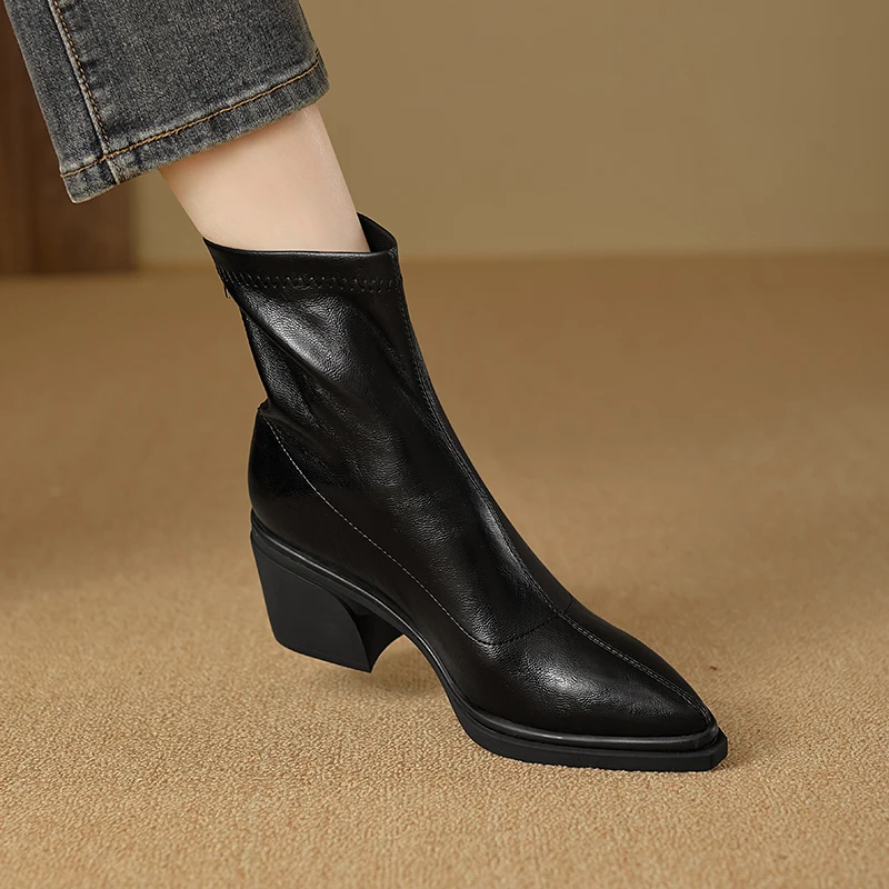 retro-silent-high-heel-chelsea-boots-waterproof-platform-ort-boots-women's-ele-versatile-pointed-toe-thin-booties