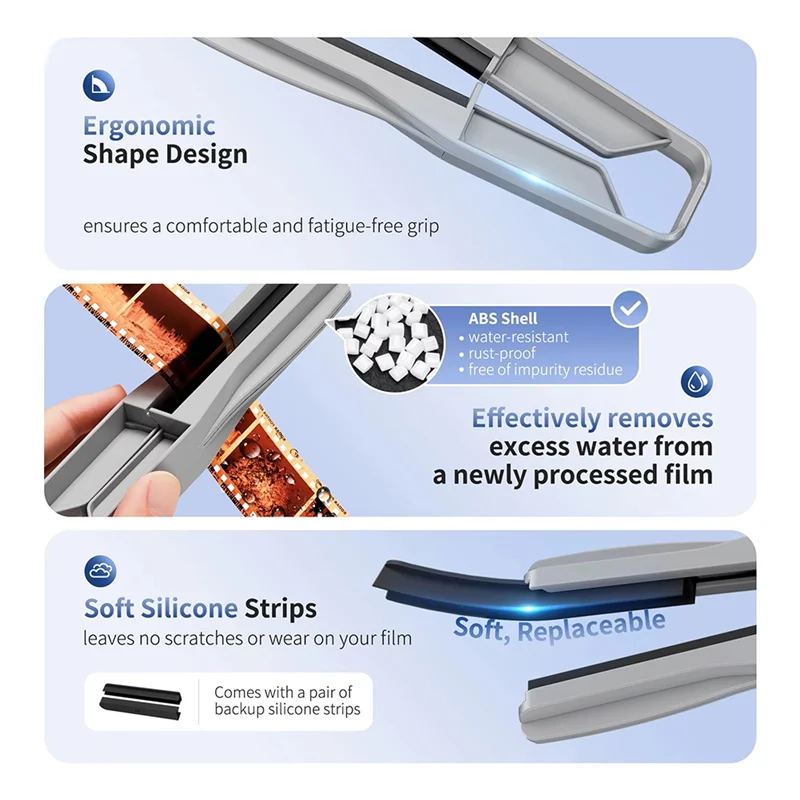 

AEA6-Film Squeegee For 35Mm & 120 Film Silicone Blades No Marks/Scratches, Efficient Drying