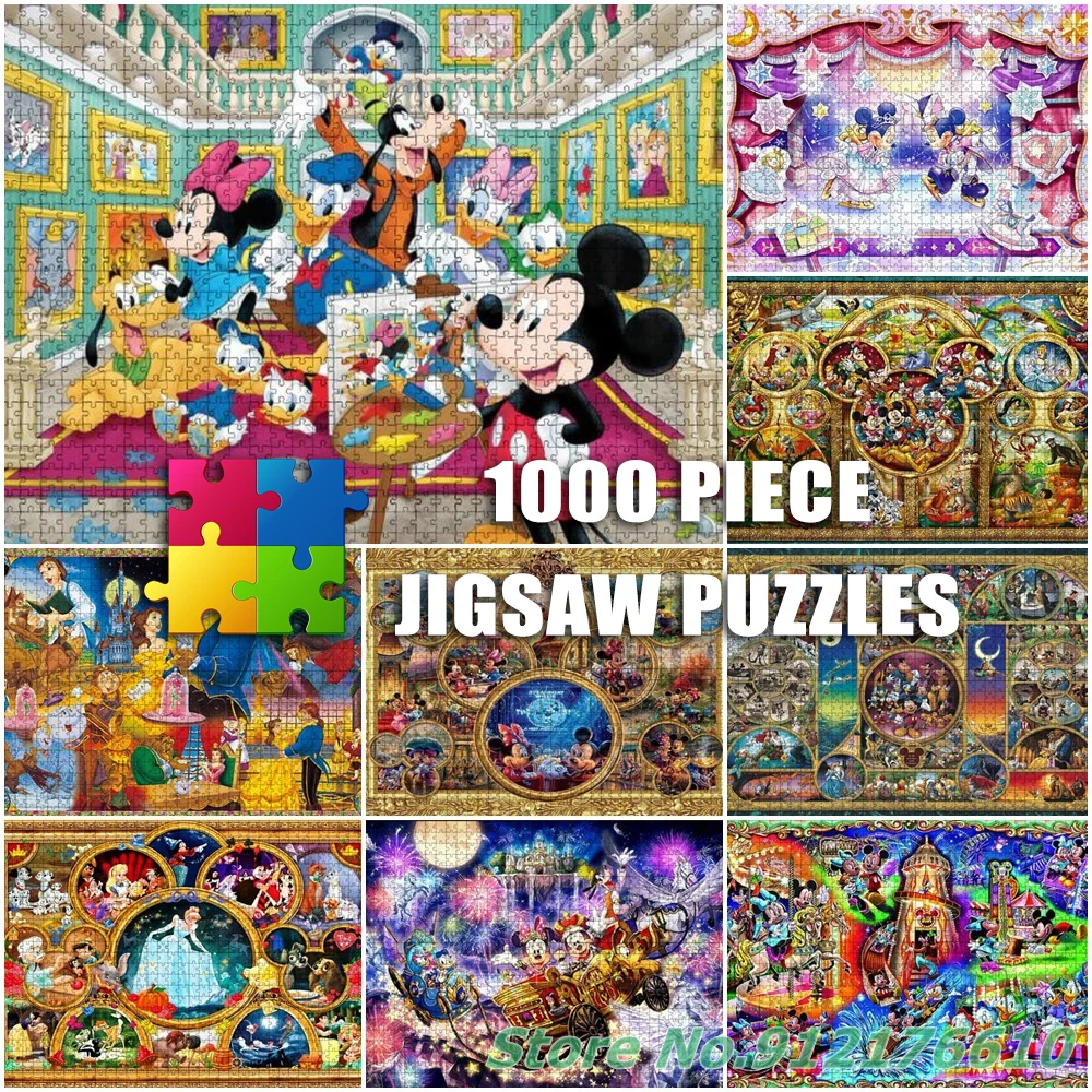 Mickey Mouse 1000 Piece Jigsaw Puzzles Fantasy Disney Princess Family Diy Creative Puzzles Decompress Educational Toys Gifts