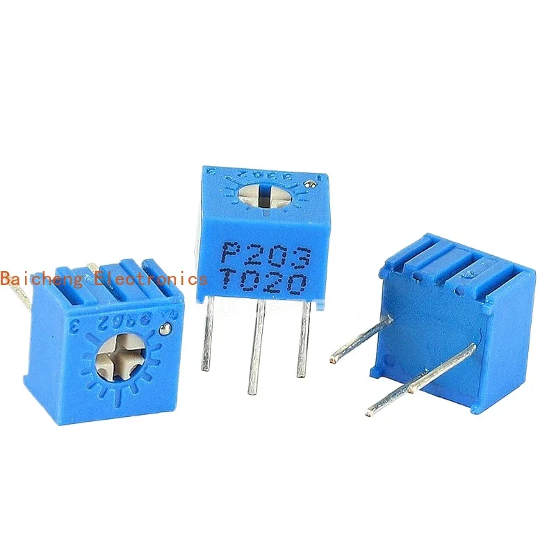 100pcs 3362P Series Resistance 101 201 501 102 202 502 103 Trimmer Potentiometer 3362 500R 1K 2K 5K 10K 20K 50K 100K