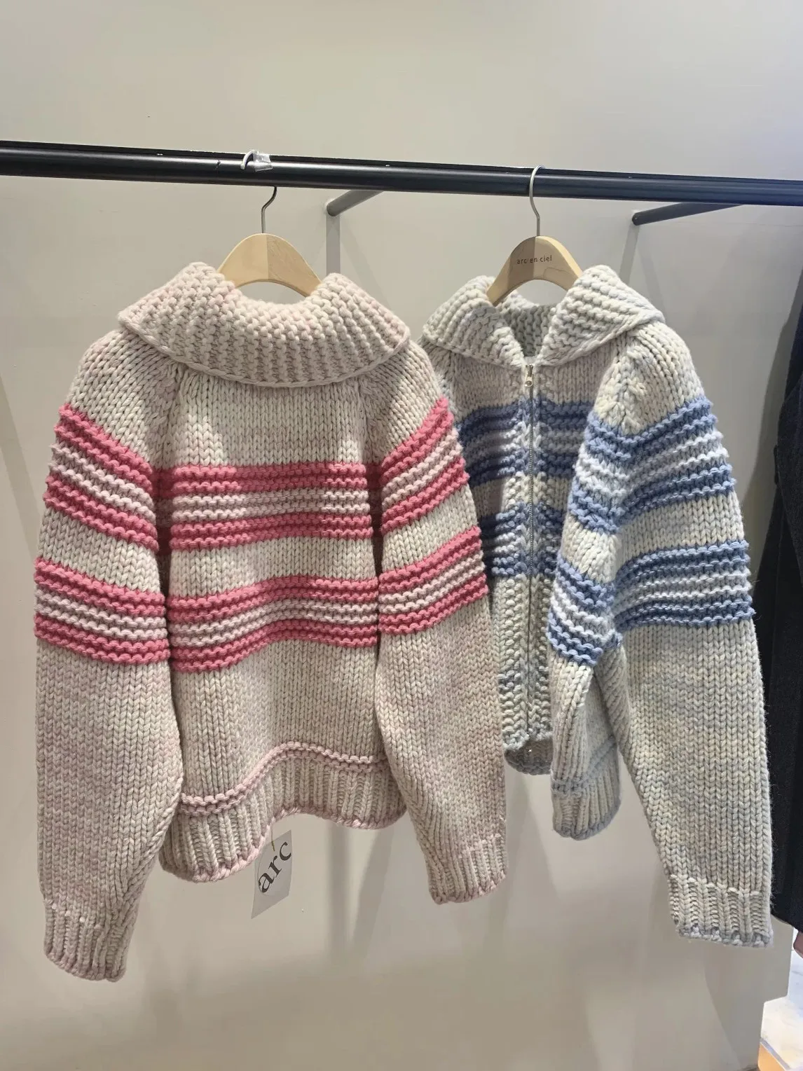 Suéter coreano Sle hecho a mano con aguja Thi, Color adient, Jaet, ligero, cálido, informal, holgado, ropa de abrigo de invierno