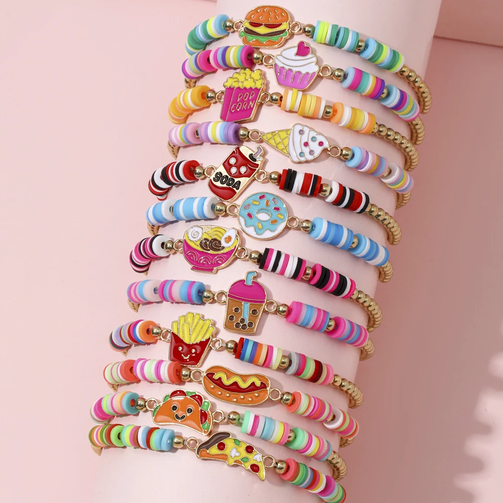 12 stks/set Eenhoorn Kat Bloem Charme Elastische Handgemaakte Kralen Armbanden voor Vrouwen Meisjes Verjaardagsfeestje Sieraden Vriendschap Cadeau