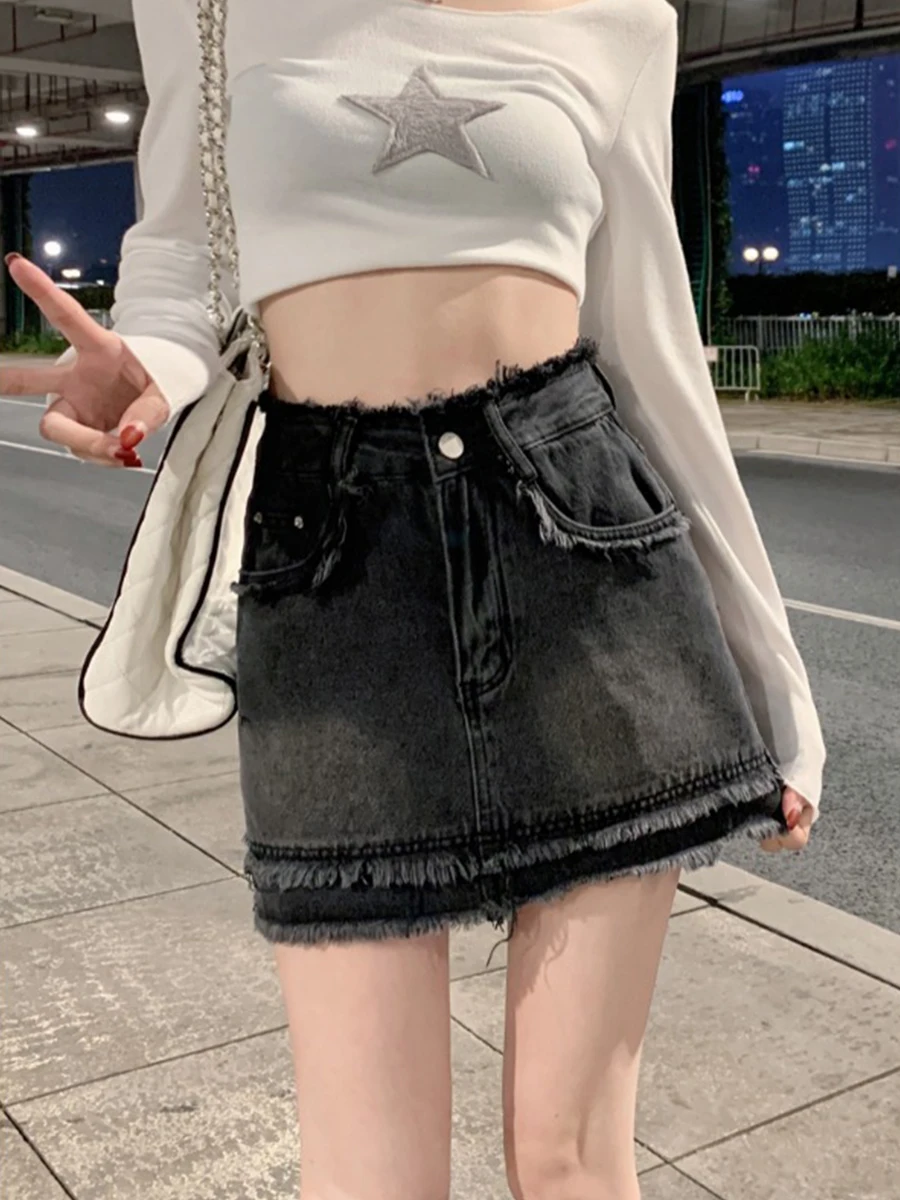 Spicy Girl Gonna di jeans retrò Primavera Estate da donna Taglie forti Design Sensation Small Cro Fce A-Line Body ort...