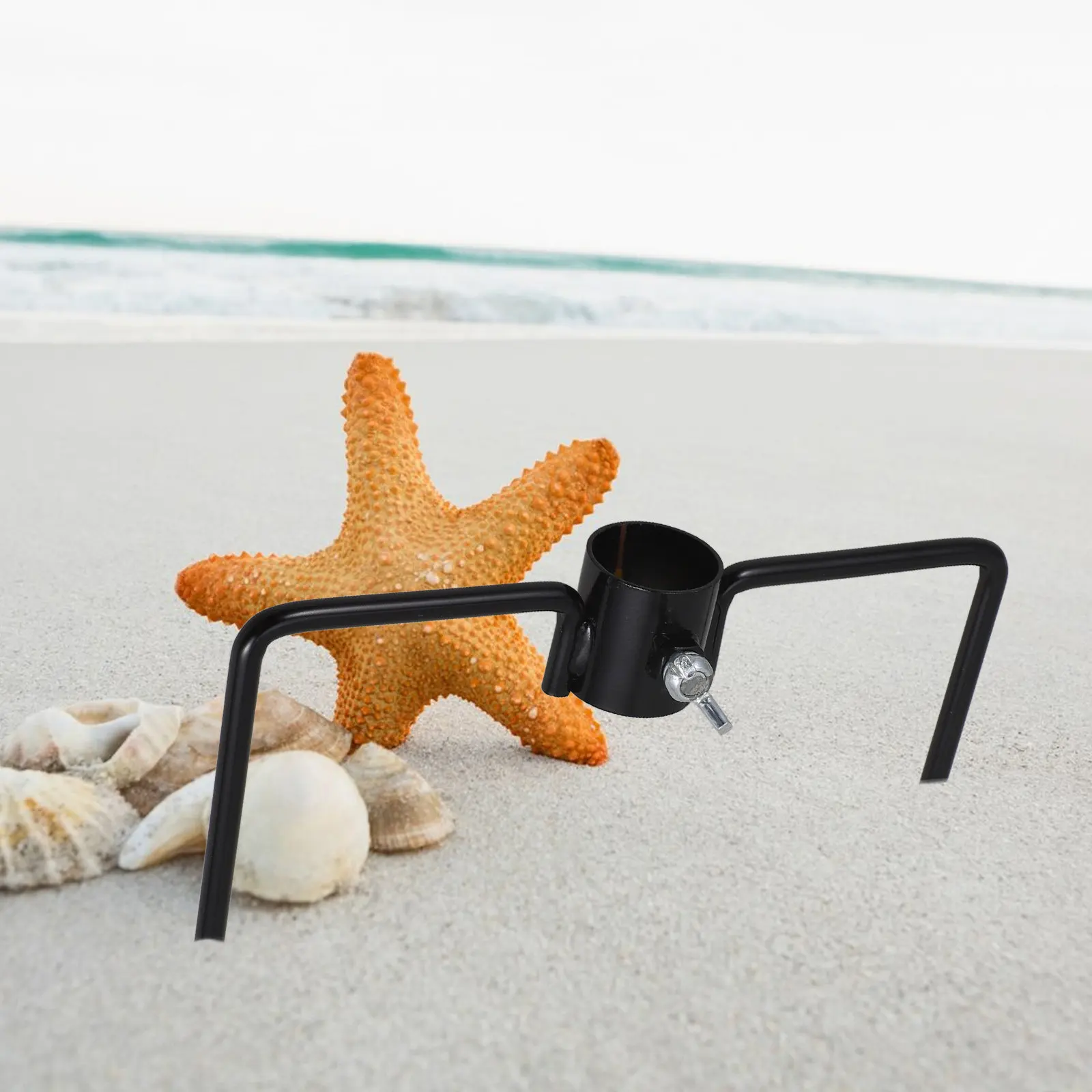 Iron Ground Spike Outdoor Umbrella Holder Garden Flag Pole Stand Yard Flag Pole Holder Patio Umbrella Base Shepherds Hook Ground