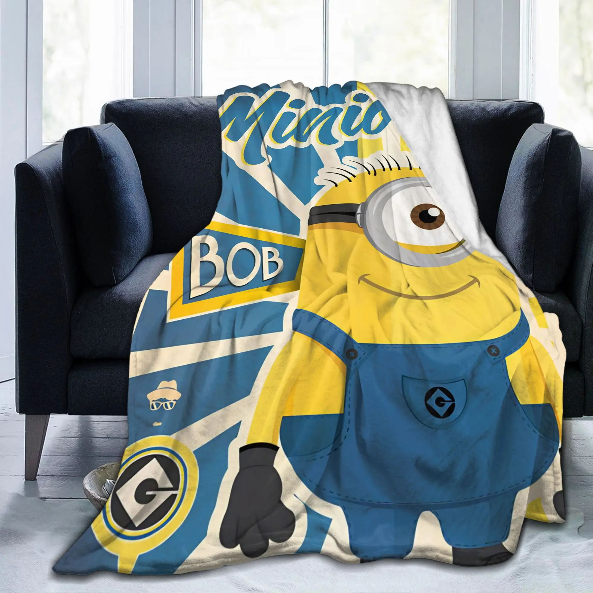 Cute Anime M-Miniones Blanket Velvet Autumn/Winter  Breathable Lightweight Thin Throw Blanket for Home Travel Rug Piece