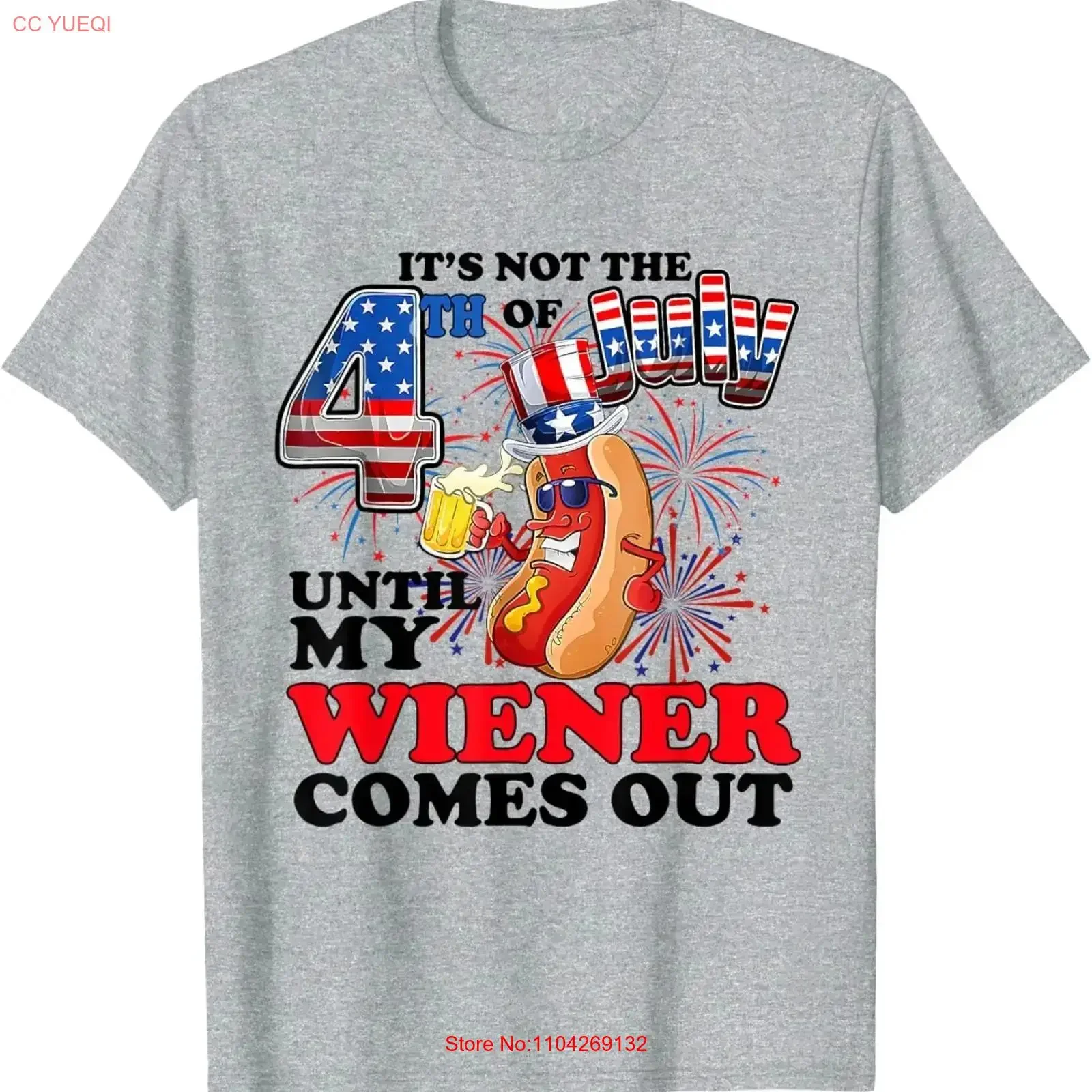It's Not The 4th of July Until My Weiner Comes Out T Shirt vintage Washed fashion Top For Everyday Wear homme Slightly