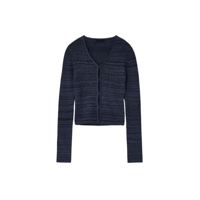 LC @ Short Knitted Cardigan for Women, V-neck, Long Sleeve, Slim Fit Top, Leisure Commuter, Autumn and Winter, 2024