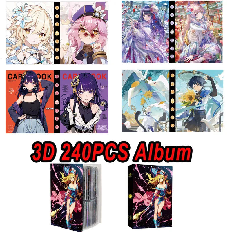 

240PCS Card Album Anime Genshin Impact Hu Tao Beelzebul Card Book Anime Map Letter Holder Binder Notebook Collection Folder Toys