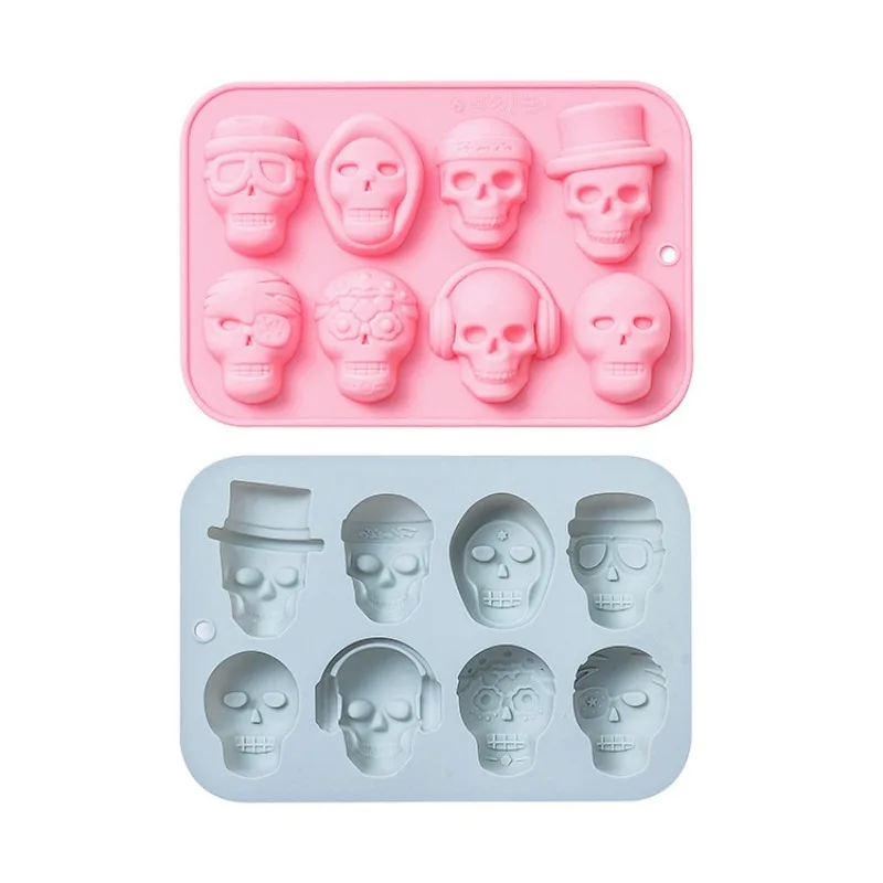 Skull Design Chocolate Mold DIY Halloween Fondant Candy Silicone Mold Resin Clay Model Cake Decorating Tool Baking