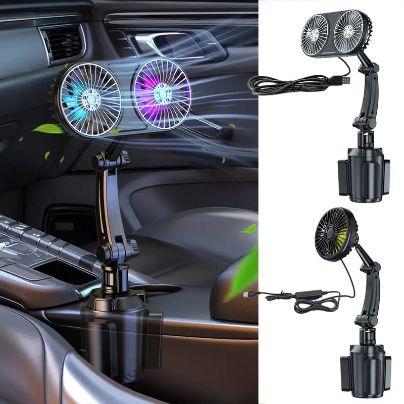 

Car Cooling Fan With Cup Holder 3-speed Wind Car Air Conditioner Fan USB Electric Car Accessories For Hot Weather