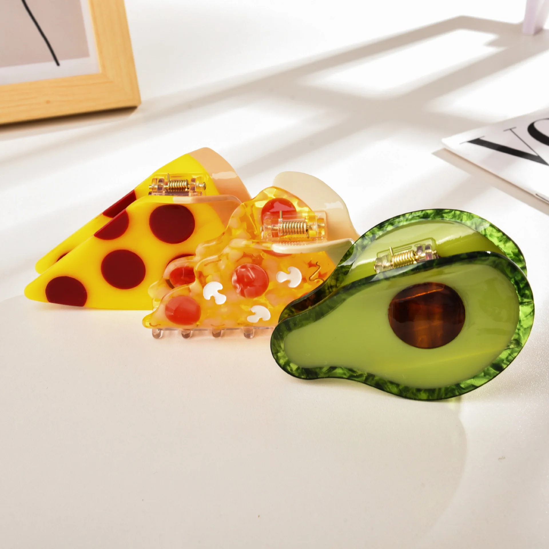 1pc new hair accessory design sense, food hair clip, peanut avocado vinegar clip, shark clip, hair clip