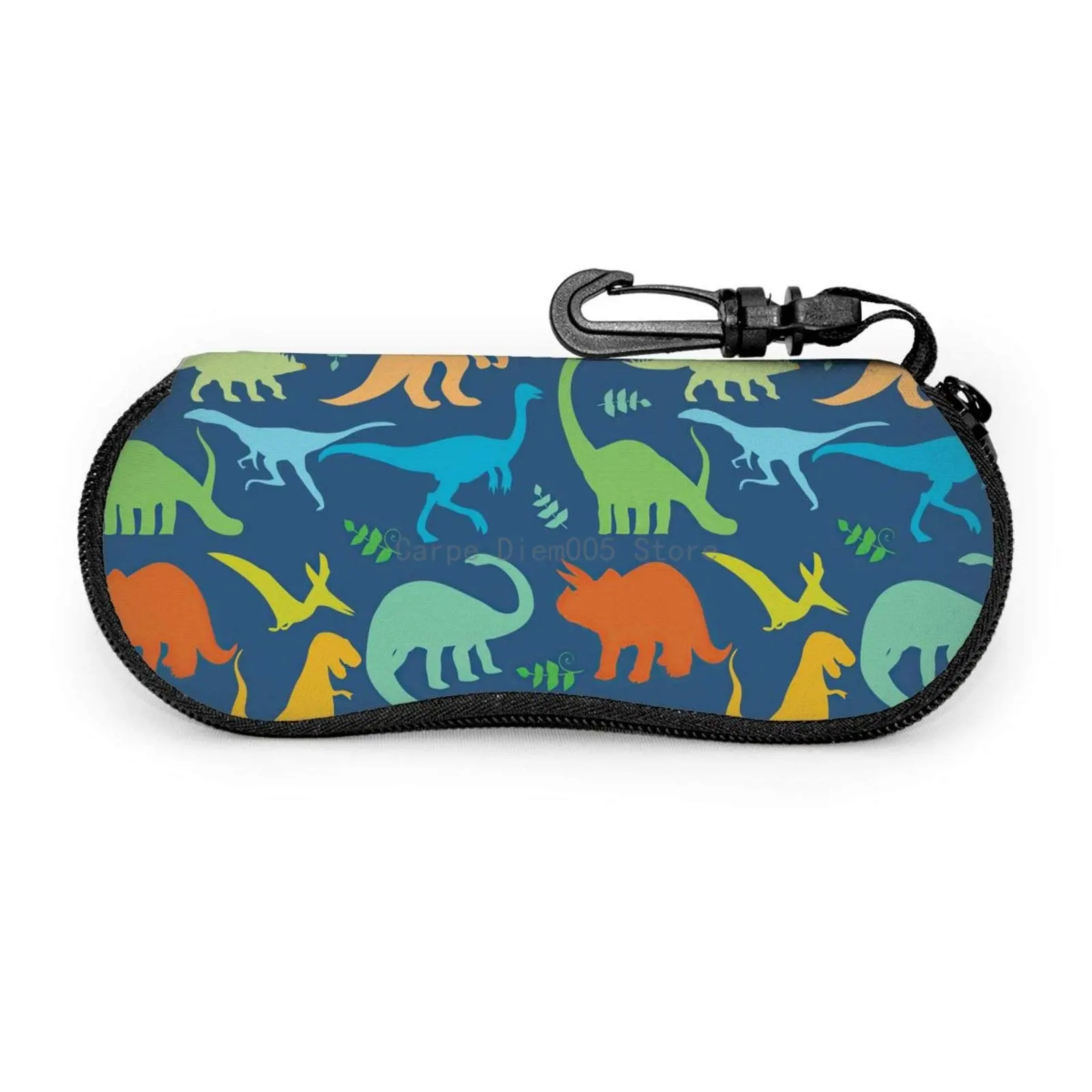 

Colorful Dinosaurs Soft Sunglasses Case for Women Men Portable Neoprene Zipper Eyeglass Case