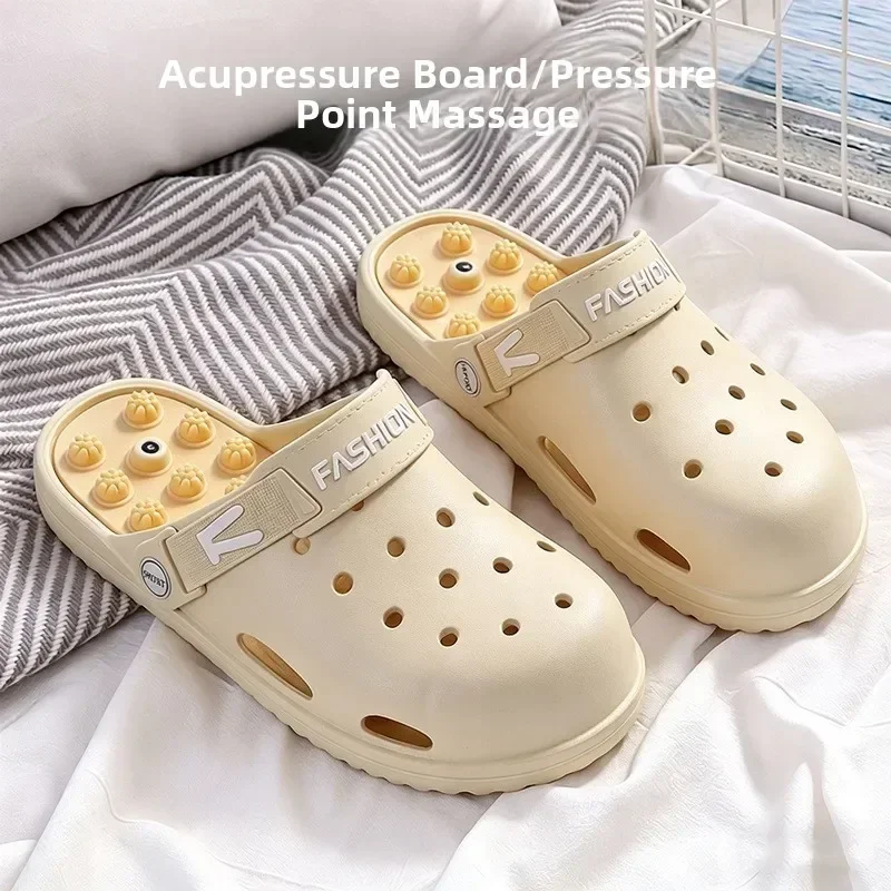 Women's EVA Massage Slippers Foot Bottom Acupoint Slippers Casual Slip-On Shoes Comfortable Breathable Quick-Drying Shoes