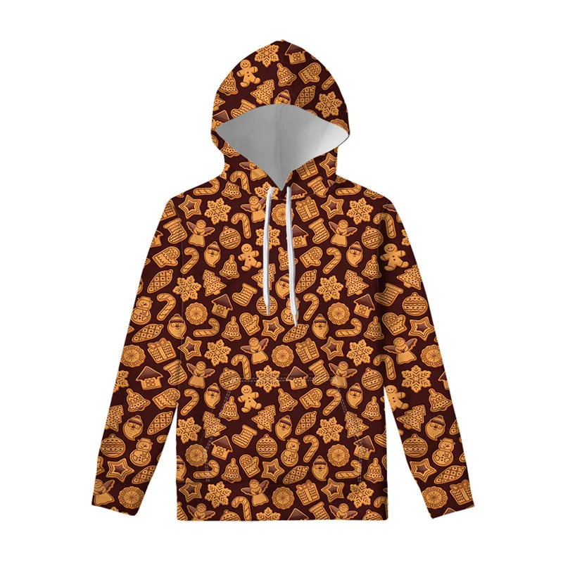 Chocolate Chip Cookie Graphic Hoodie Men Women Street Casual 3D Printed Cartoon Snacks Hoodies Long Sleeve Pullover Swearshirts