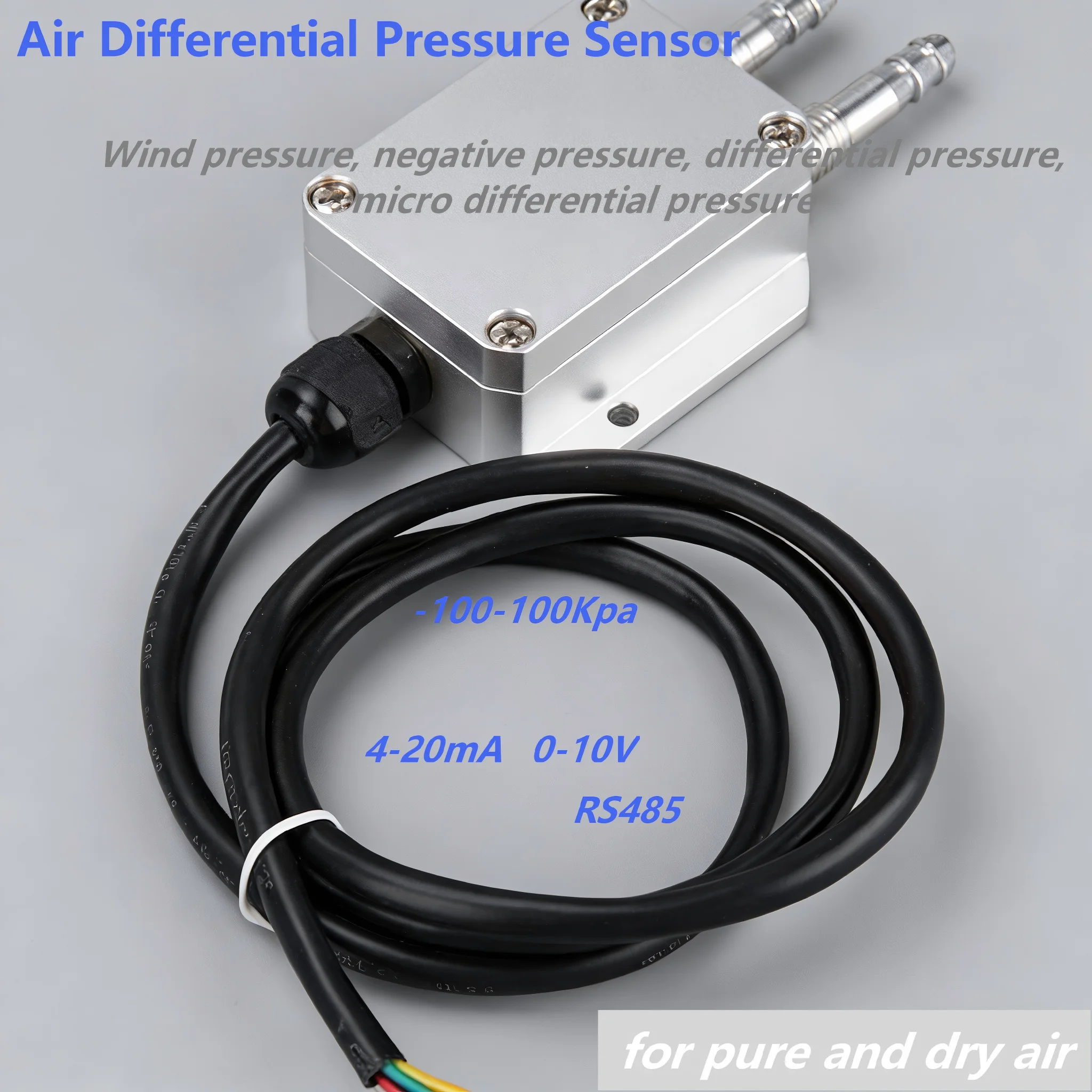 

0-3Kpa to RS485 Micro Differential Pressure Transducer 0-50Kpa to 4-20mA 0-10V RS485 Wind Air Pressure Transmitter Sensor