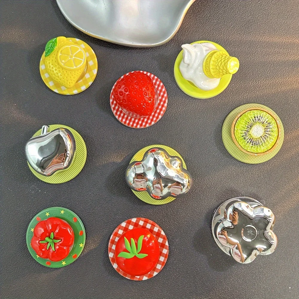 

[Tpy 4a62] Забавный и забавный магнитный держатель для мобильного телефона, персонализированный и креативный, милый, жареное яйцо, клубничное мороженое.